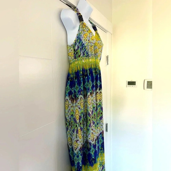 Cleo Petites/ Sleeveless maxi dress/ Vibrant summer colours/ Beading/  Size US S - Picture 4 of 10